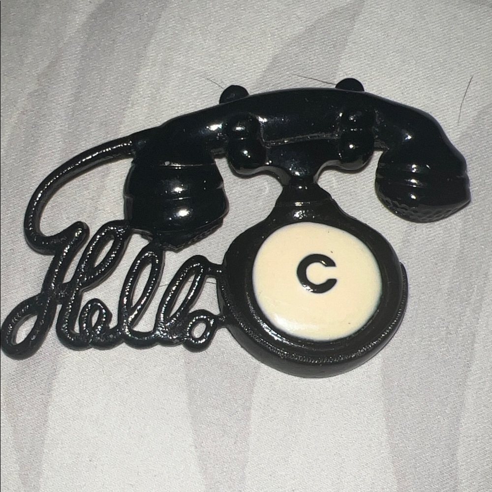 Vintage Style Black Telephone brooch